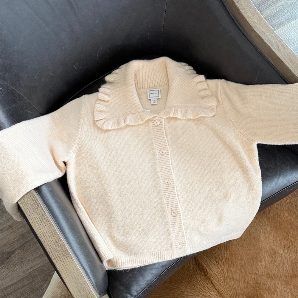 Maeve Cream Sweater with Ruffled Collar